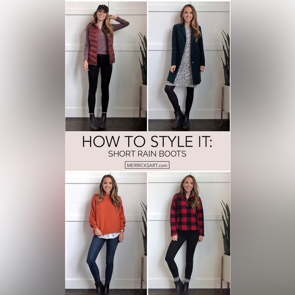 SOLD. Black rain boots with stretchy lining. Never been worn. Brand new size 9. - Picture 6 of 7